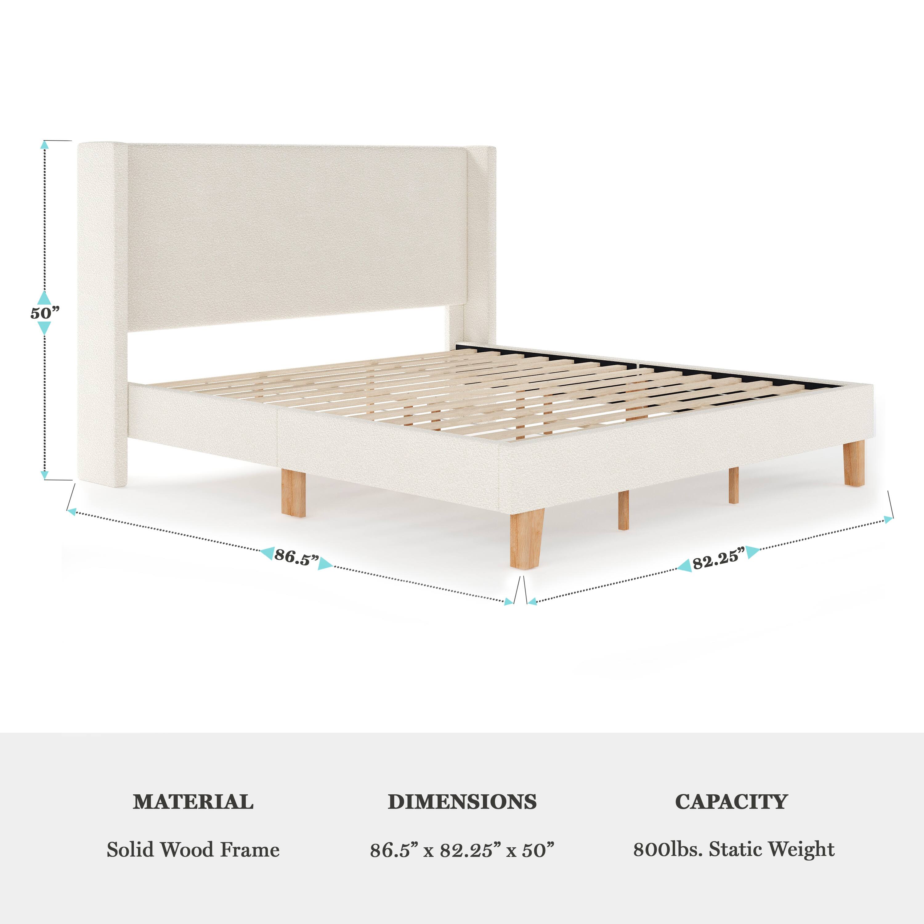 - MATERIAL: Solid Wood Frame
- DIMENSIONS: 86.5" x 82.25" x 50"
- CAPACITY: 800lbs. Static Weight