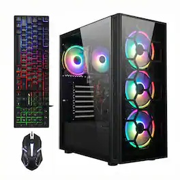 STGAubron - RGB Desktop PC Computer, AMD Ryzen 5 3400G up to 4.2GHz, 16G DDR4 RAM, 512G SSD, WiFi 6 & BT 5.2, Win11 Home - Black