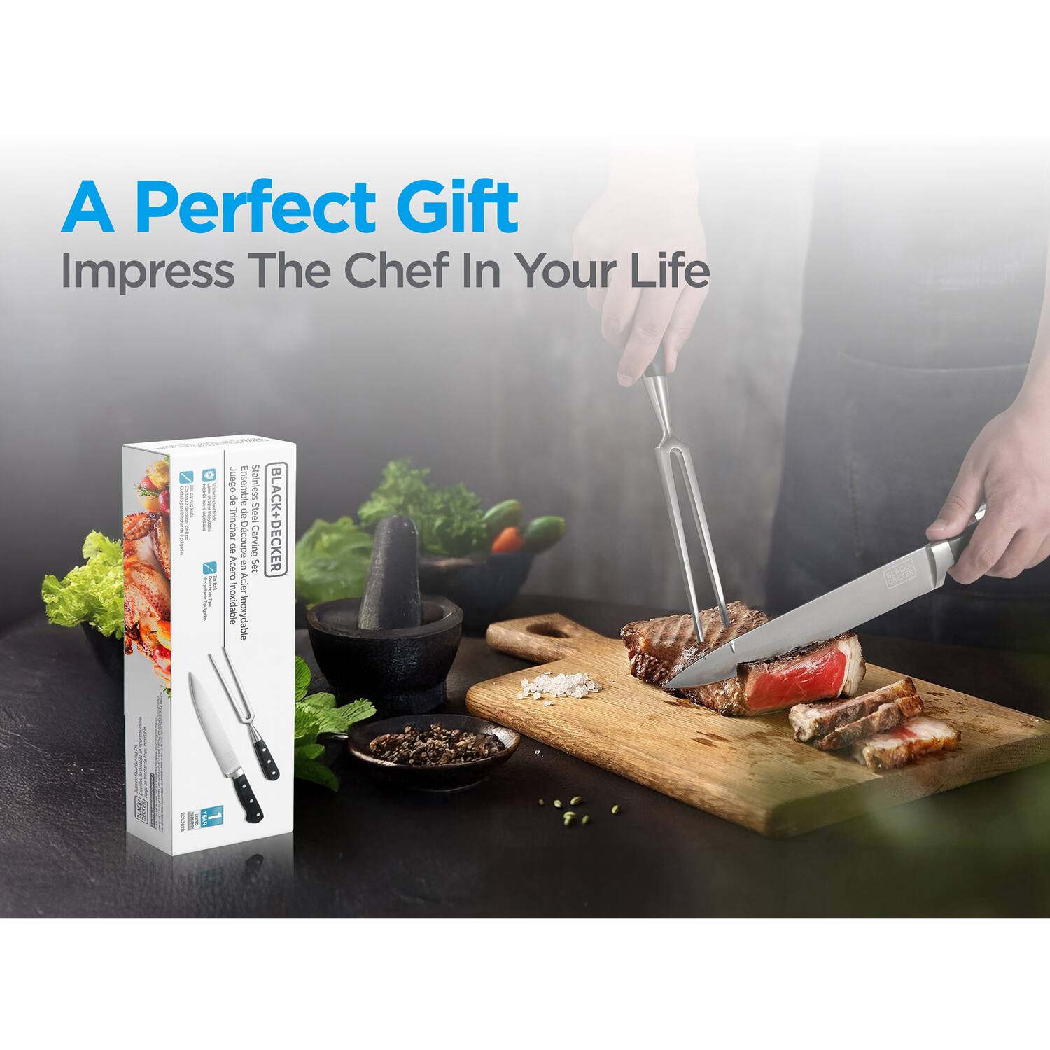 A Perfect Gift Impress The Chef In Your Life | Ensemble Stainles de Steel NARA Dcoupe Carving SY g SPS Acier ncisidable moxydable d BLACK+DECKER