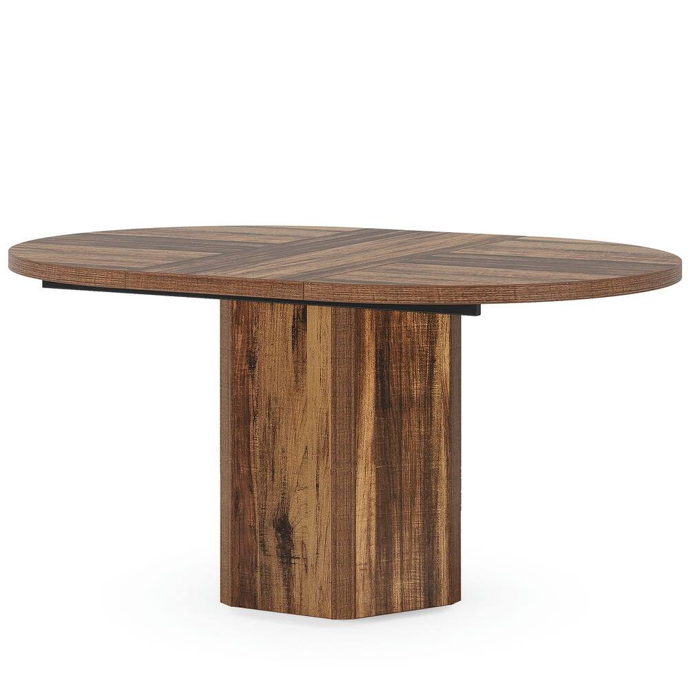 Angle. Kadyn - Kadyn Study Writing Desk, Computer Desk,55" Conference Table, Oval Rustic Meeting Table For 6 People,Rustic Brown - Rustic Brown.