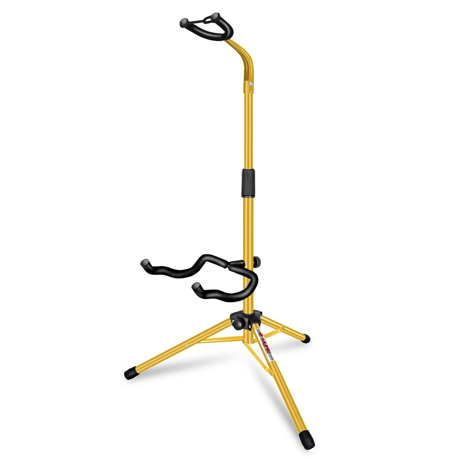 Front. 5 CORE - Guitar Stand Floor Adjustable Heavy Duty w Neck Holder for Acoustic Electric Classic Bass - Yellow.