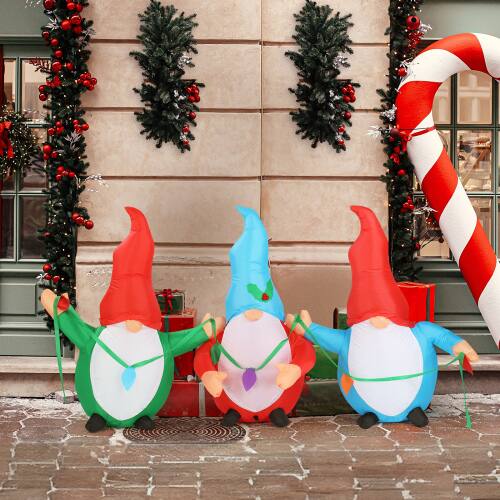 Alt View 10. Winado - 7FT Christmas Inflatables 3 Gnomes Elves Blow Up with Build in LED Lights for Outdoor Holiday Yard Party Decoration - Multicolor.