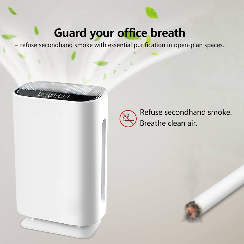 Guard your office breath  
– refuse secondhand smoke with essential purification in open-plan spaces.  

Refuse secondhand smoke.  
Breathe clean air.