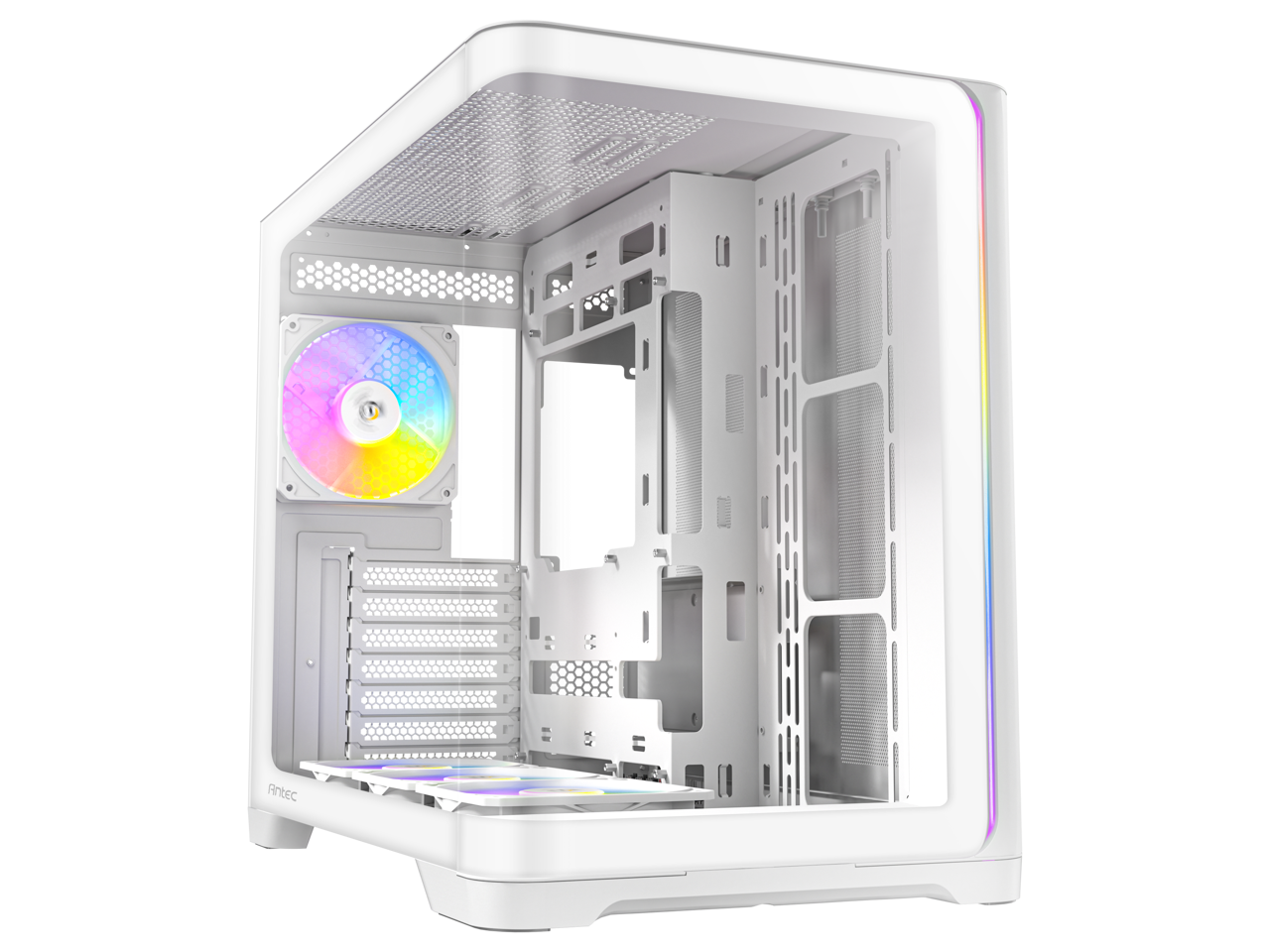 Alt View 2. Antec - C5 Curve ARGB, 4 x 120mm ARGB PWM Fans Included, Curved Tempered Glass Front & Side Panels, Mid-Tower ATX PC Case - White.