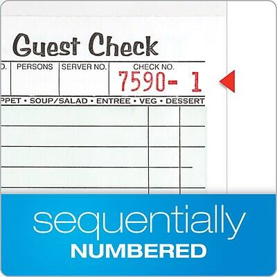 Guest Check  
D. PERSONS SERVER NO. CHECK NO. 7590-1  
APPETIZER SOUP/SALAD ENTREE VEG DESSERT  
sequentially NUMBERED