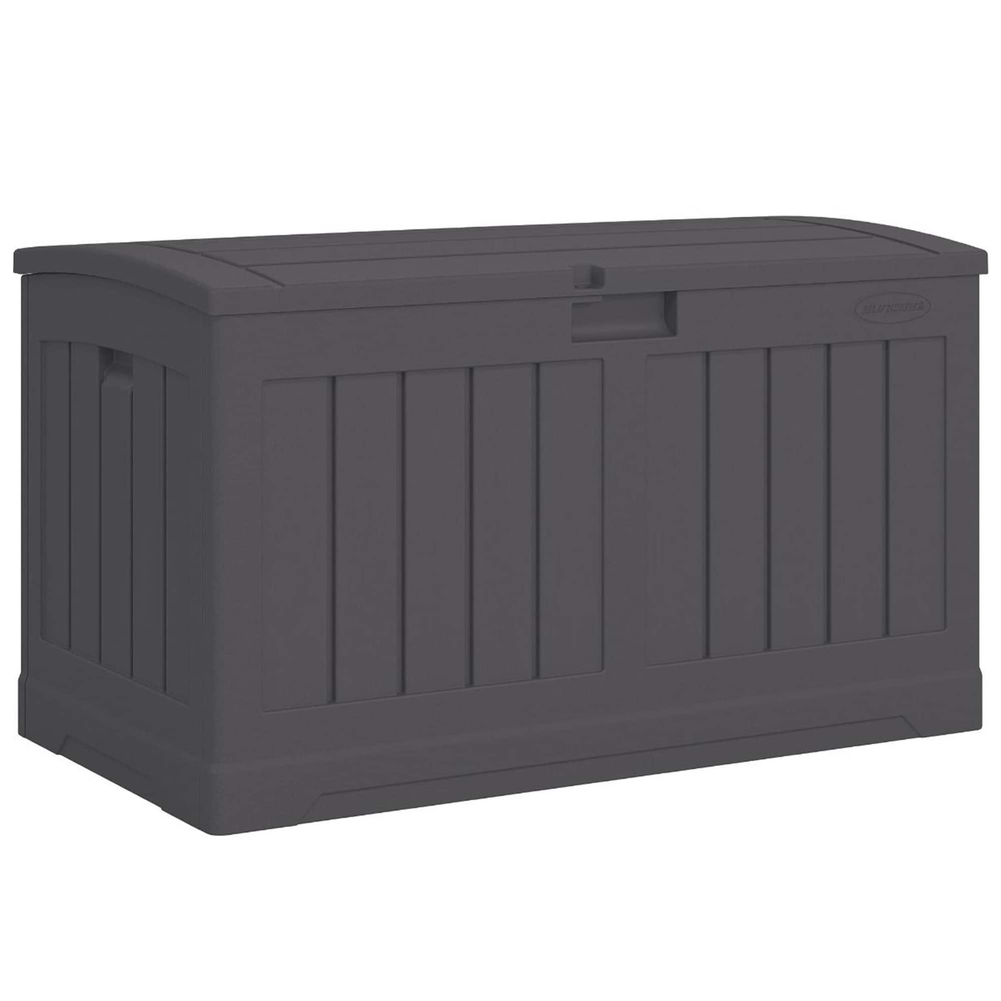 Suncast - 50 Gallon Medium Resin Outdoor Storage Deck Box with Lid - Peppercorn