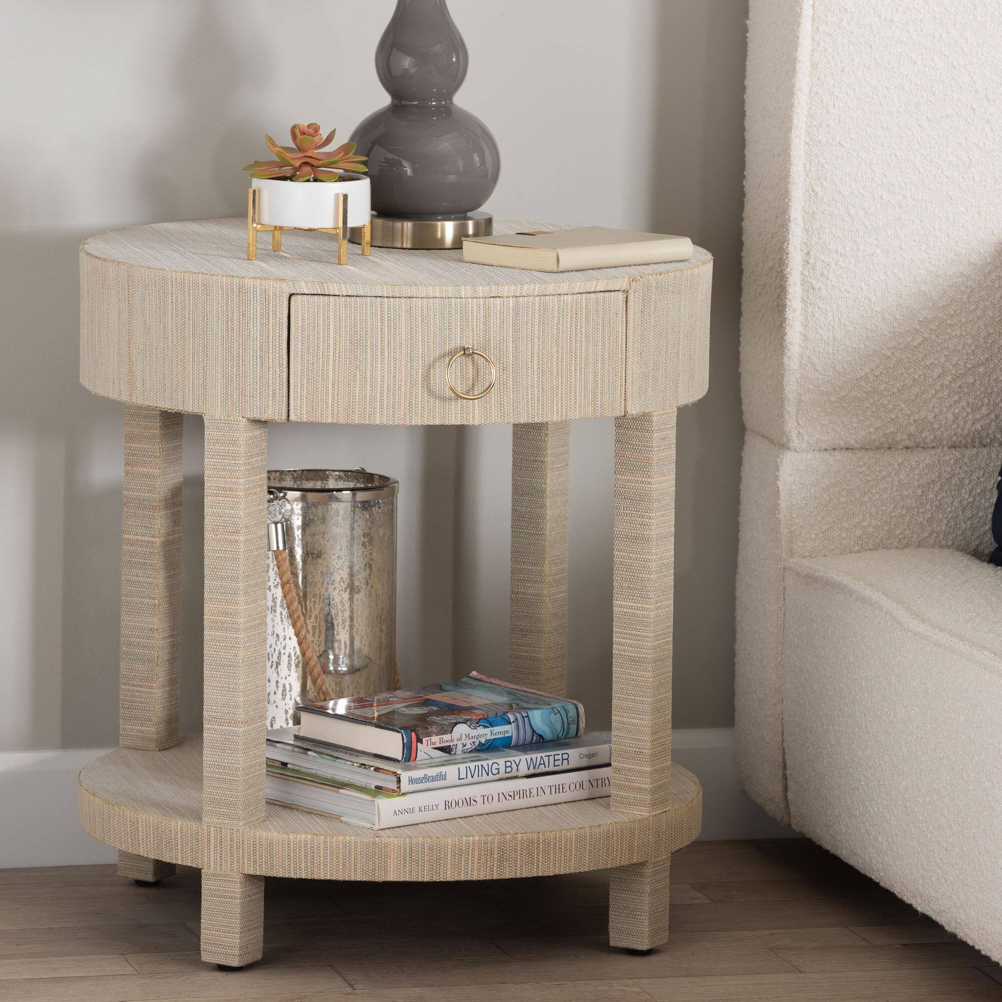 bali & pari Sadia Bohemian Woven Natural Grasscloth 1 Drawer