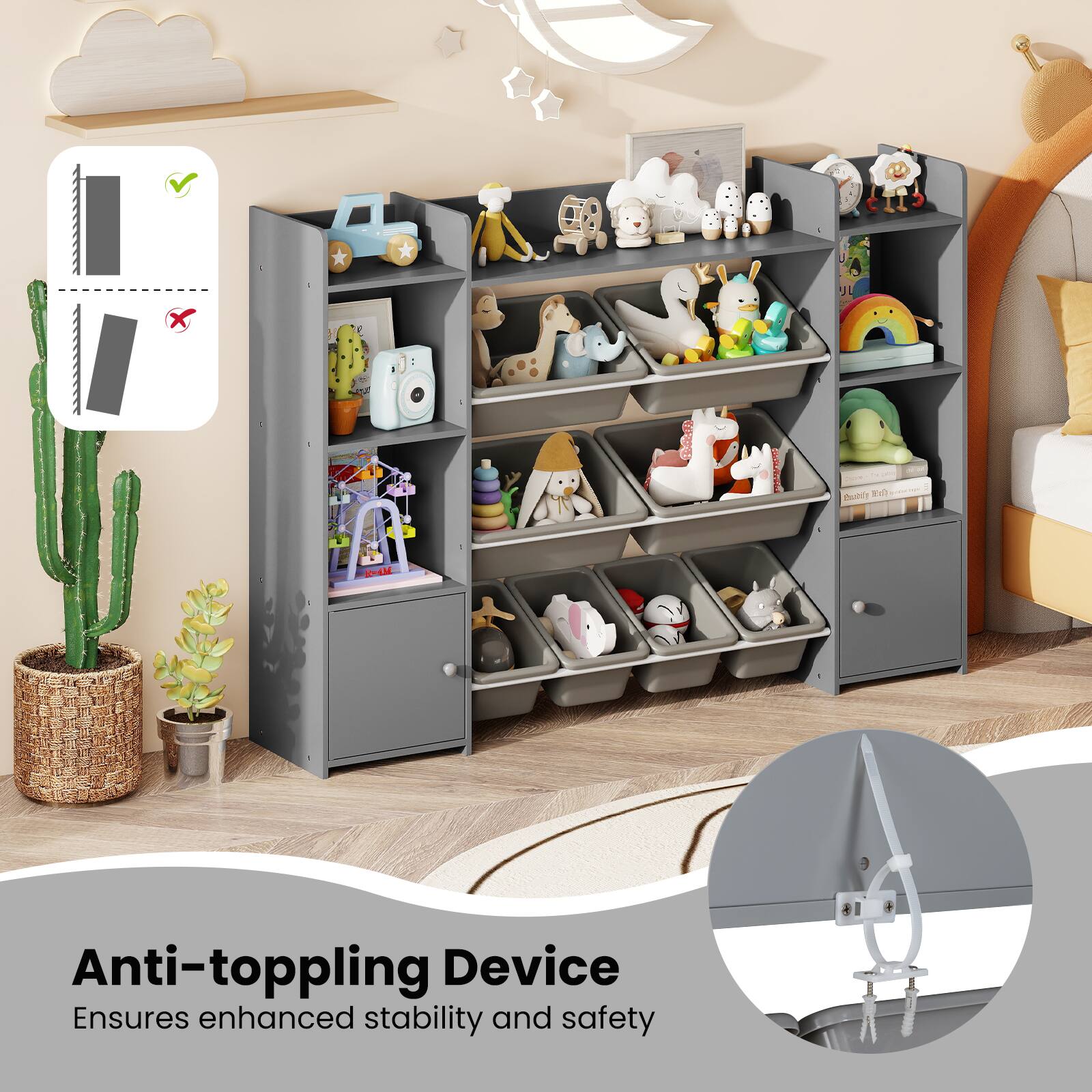 Anti-toppling Device  
Ensures enhanced stability and safety