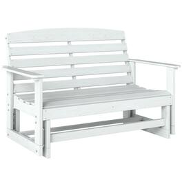 Outsunny - Glider Bench w/ HDPE Slatted Double Rocking Chair - Distressed White