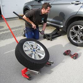 Ropilly - Adjustable Rolling Tire Dolly Heavy Duty Wheel Dolly for Tire Changes, Fits 6.5 to 31.5 Inch Tires - Red