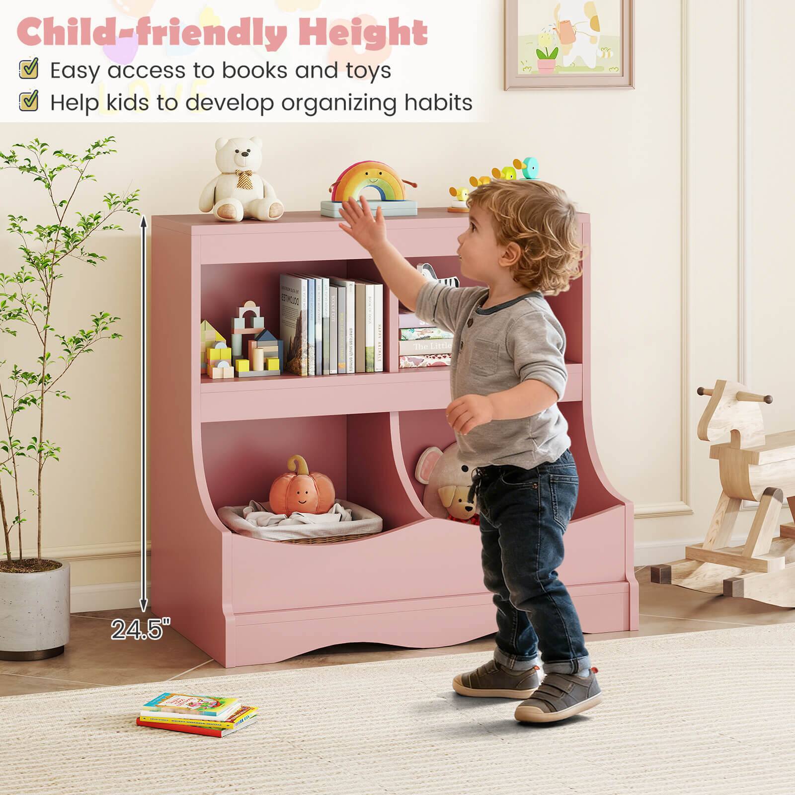 Child-friendly Height  
Easy access to books and toys  
Help kids to develop organizing habits  

24.5"