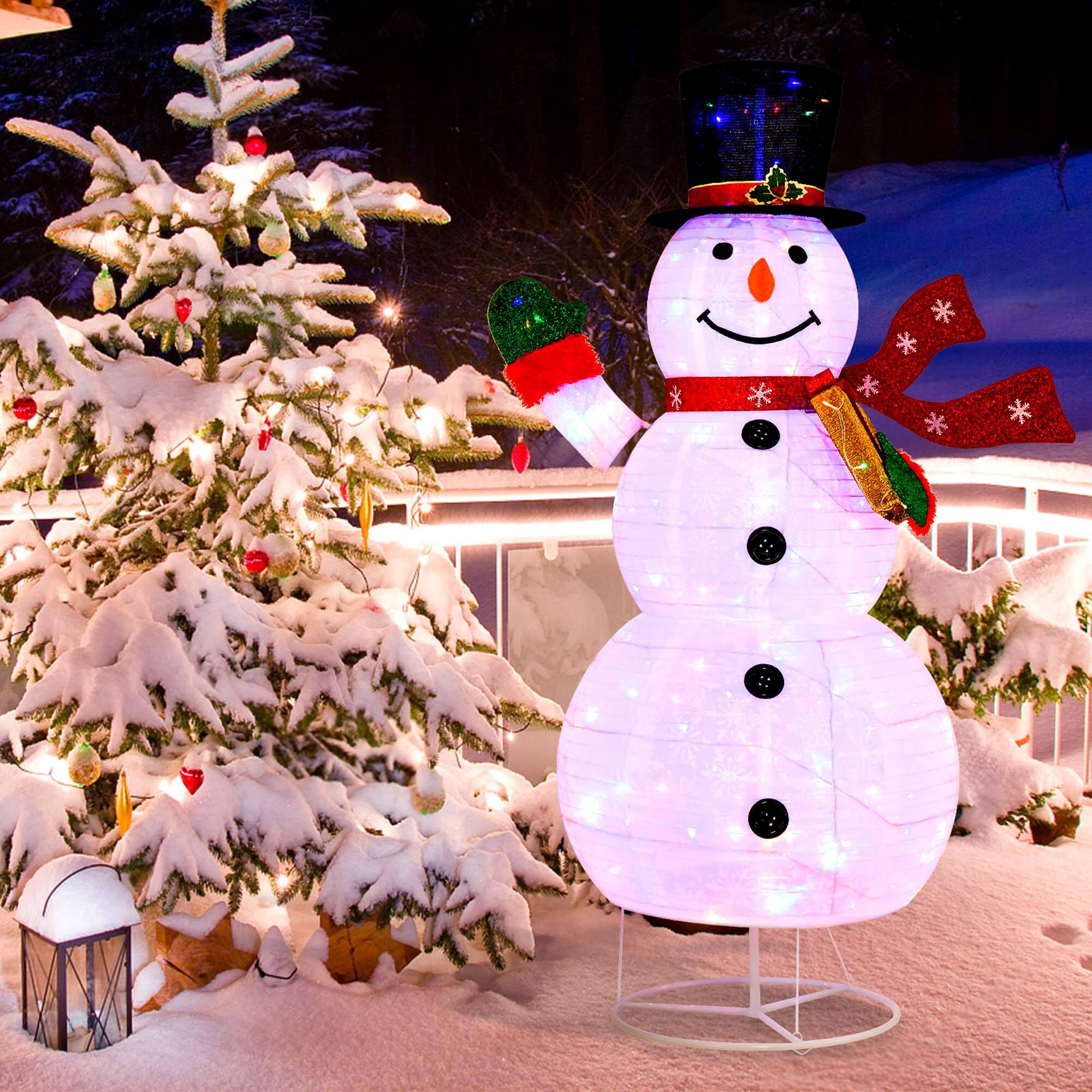 Alt View 11. Costway - 6 FT Pre-lit Christmas Snowman Decoration 8 Lighting Modes 4 Brightness - White.