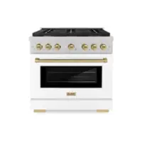 ZLINE - Autograph 36 in. Paramount Satin Steel Gas Range with Bronze Accents (SGRSZ-WM-36-CB) - White - Front_Zoom