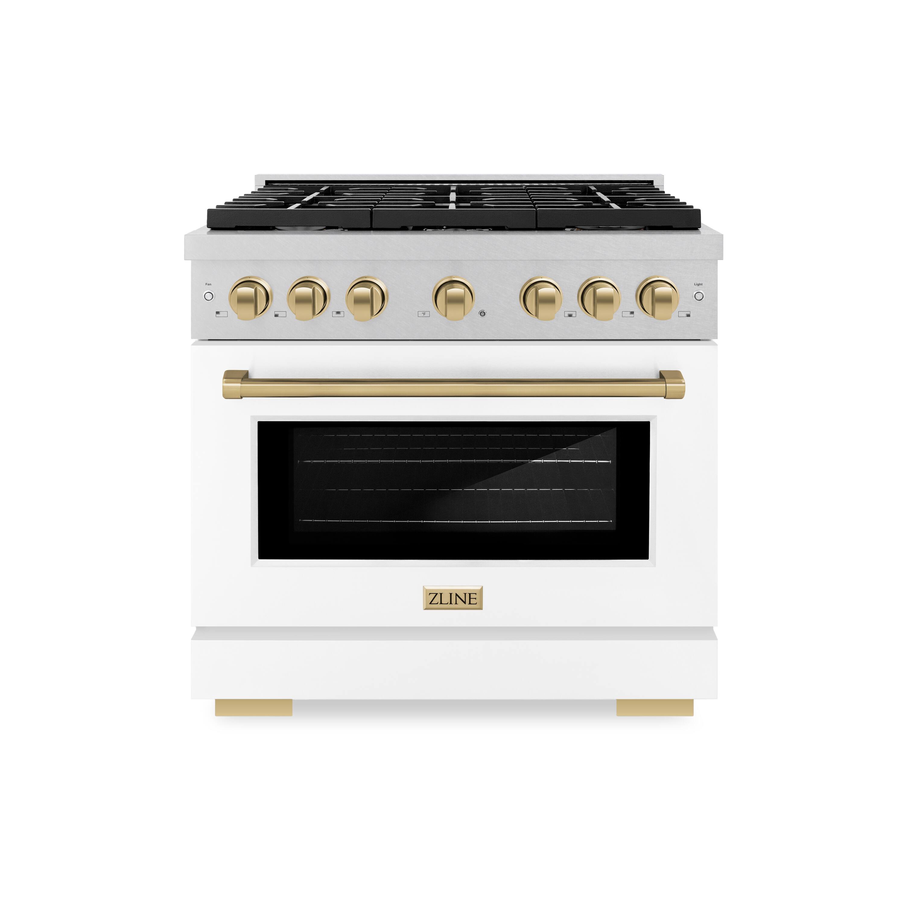 ZLINE - Autograph 36 in. Paramount Satin Steel Gas Range with Bronze Accents (SGRSZ-WM-36-CB) - White