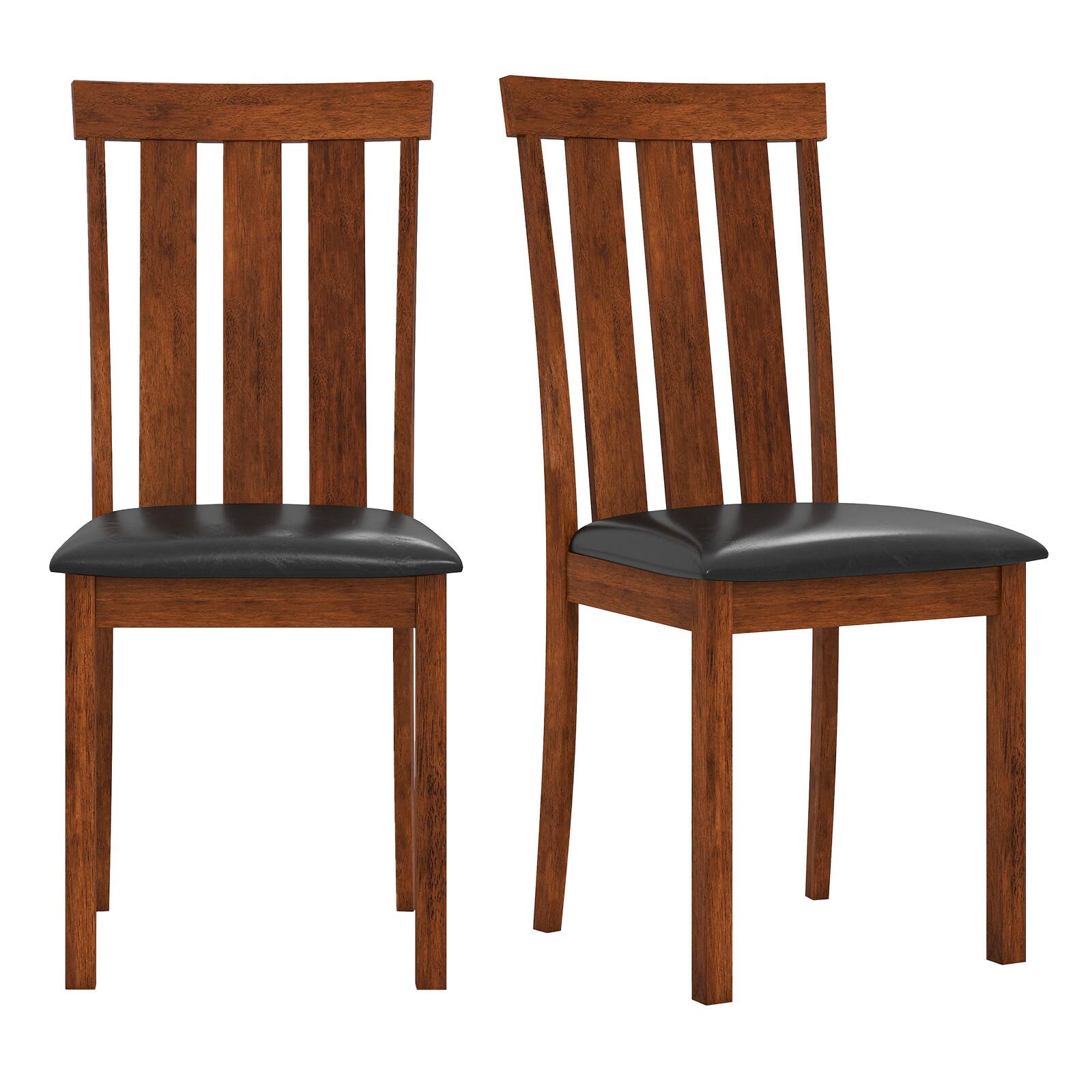 Alt View 9. Gymax - Gymax Dining Chairs Set of 4 Dining Room Chairs w/ PU Leather Upholstered Seat - Brown.