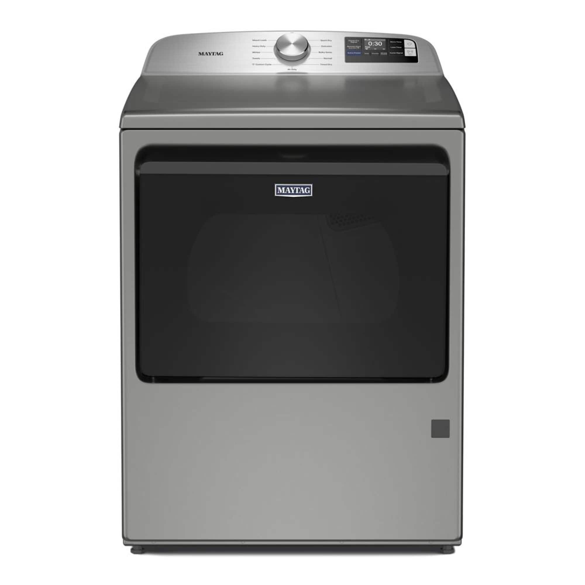 Maytag - 7.4 Cu. Ft. Smart Gas Dryer with Extra Power and Advanced Moisture Sensing - Classic Silver - Front_Zoom