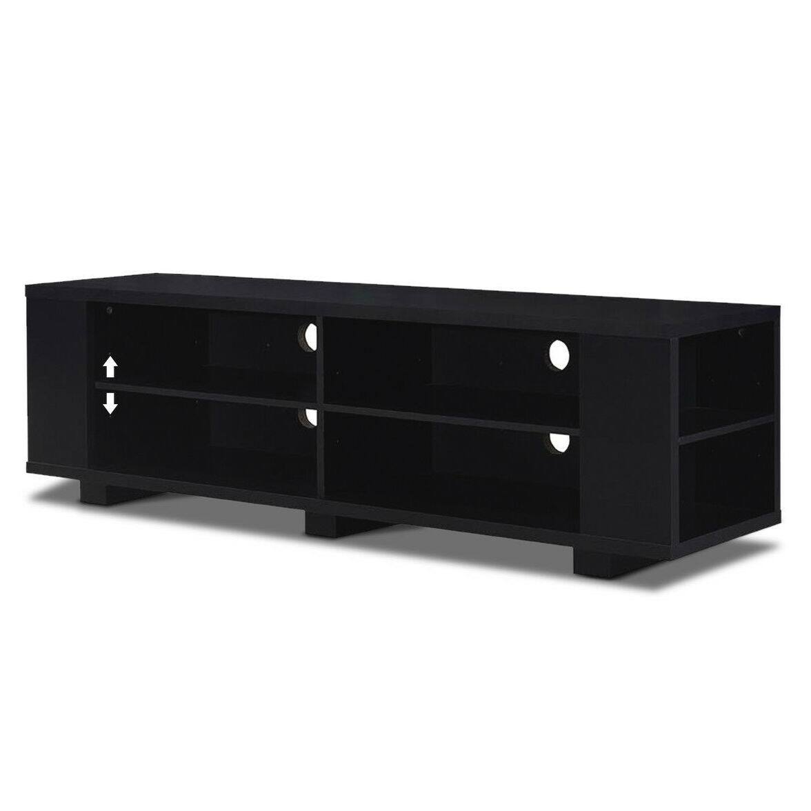 Back. Hivvago - Modern Entertainment Center in Black Wood Finish - Holds up to 60-inch TV - Black.