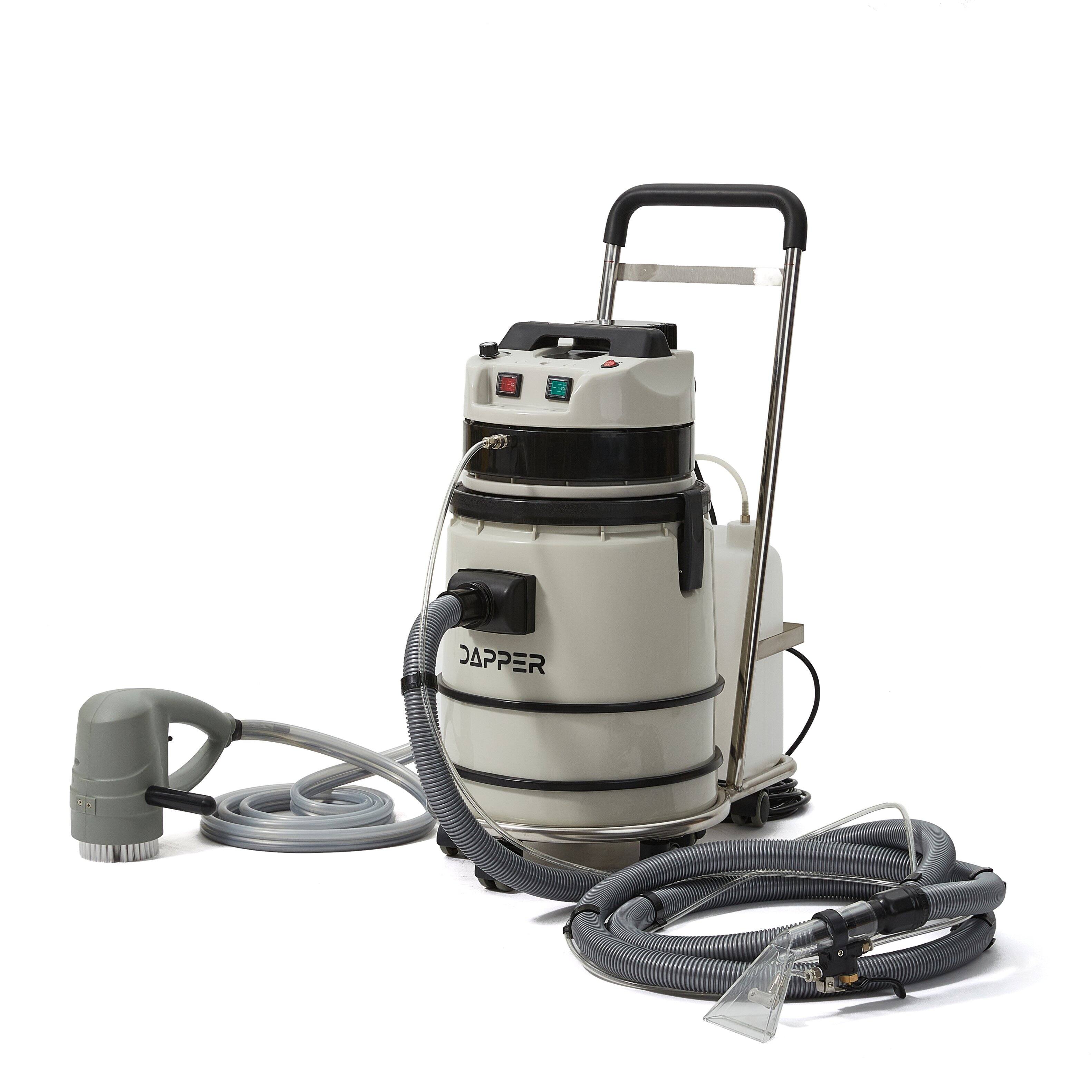 Front. Dapper Supply - Commercial Wet/Dry Vacuum Cleaner with Steam, Cold Water Extraction & Soap Dispensing, 5.5 Gal Tank - White.