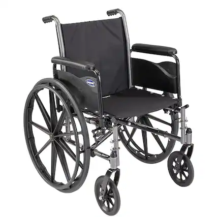 Front. Invacare - Tracer SX5 Folding Wheelchair for Adults, 20” Seat, Full Arms, Everyday Use - Black.