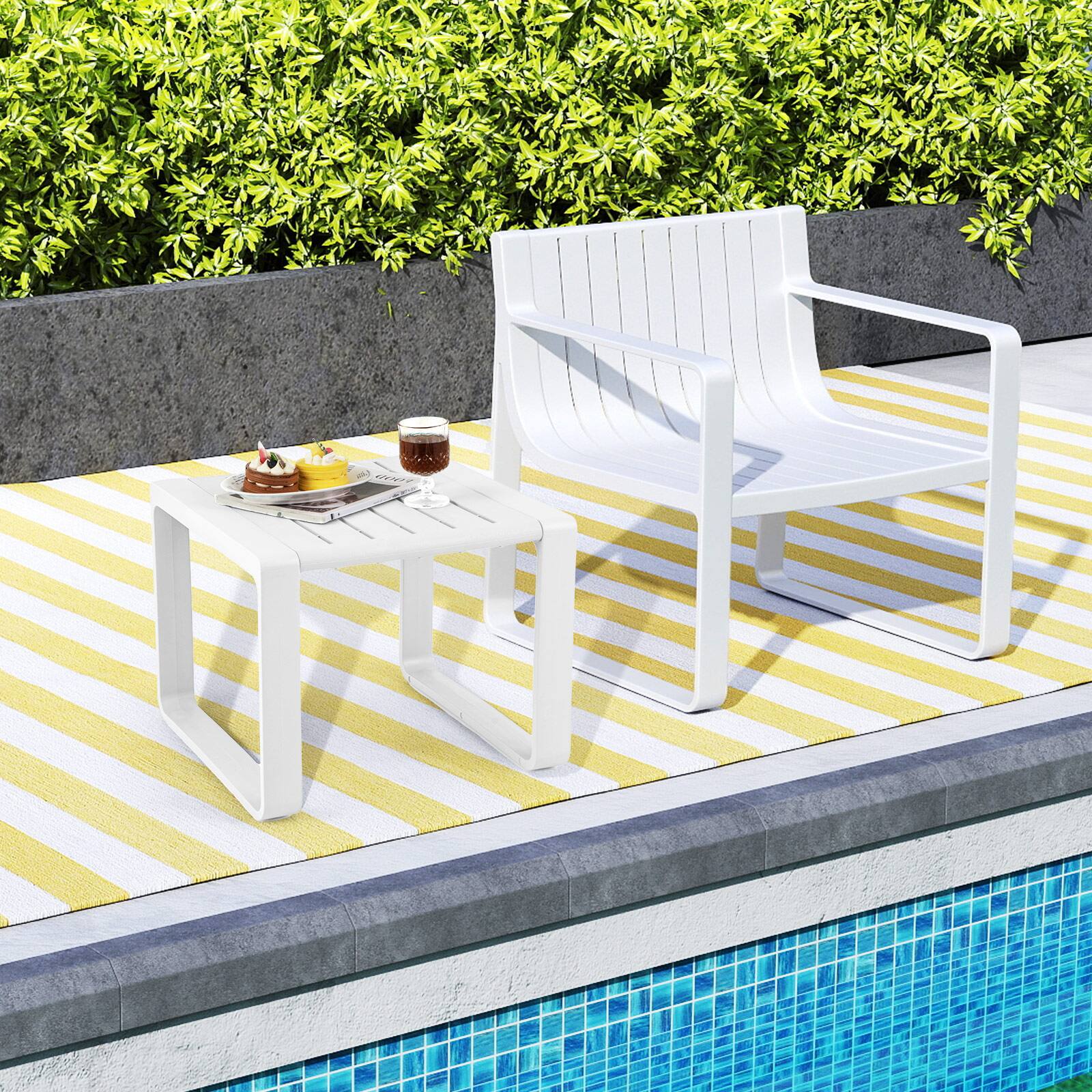 Alt View 1. Gymax - Gymax Outdoor Side Table Set of 2 18'' Weather Resistant Adirondack Table Patio White - White.