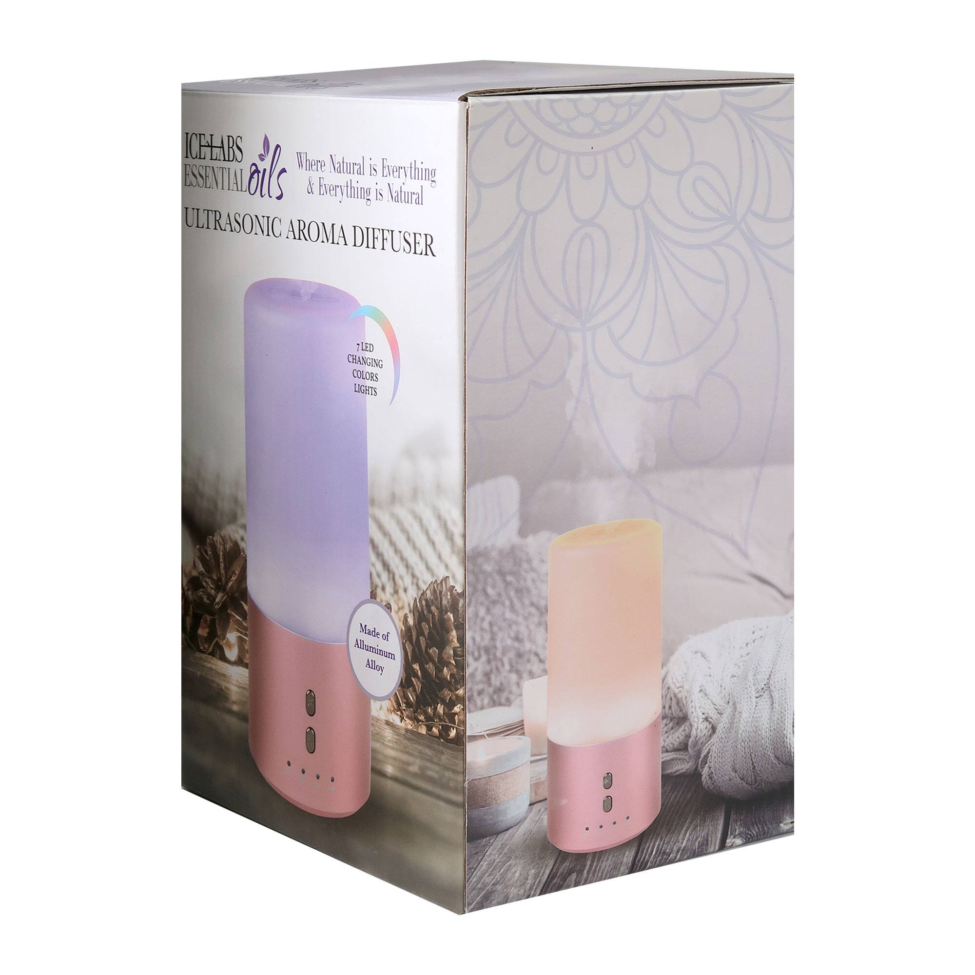 ICELABS ESSENTIAL OILS  
Where Natural is Everything & Everything is Natural  

ULTRASONIC AROMA DIFFUSER  

LED CHANGING COLORS LIGHTS  

Made of Aluminium Alloy