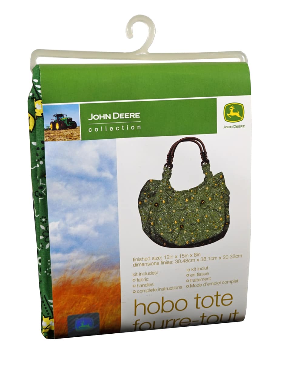 John Deere - Hobo Tote - Kit Includes Fabric, Handles & Instructions to Make your Own Tote Purse - Multi