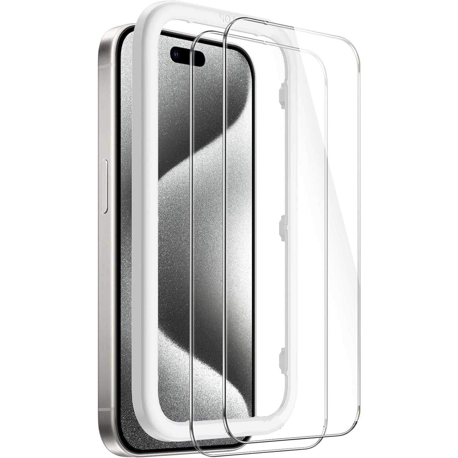 Angle. SaharaCase - ZeroDamage Ultra Strong+ Tempered Glass Screen Protector for Apple iPhone 15 Pro (2-Pack) - Clear.