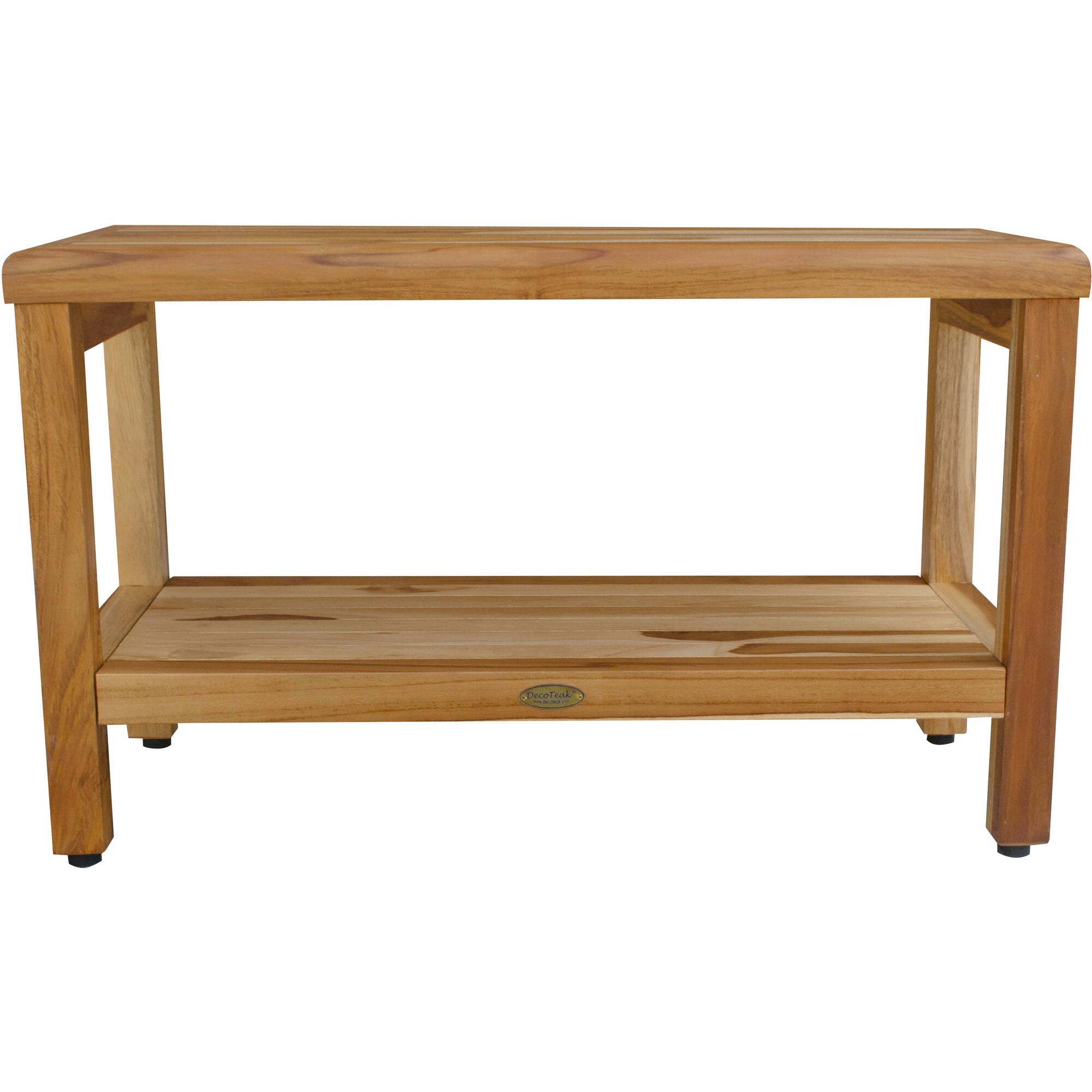 Front. EcoDecors - EcoDecors EarthyTeak Classic 29" Teak Shower Bench With shelf - EarthyTeak.