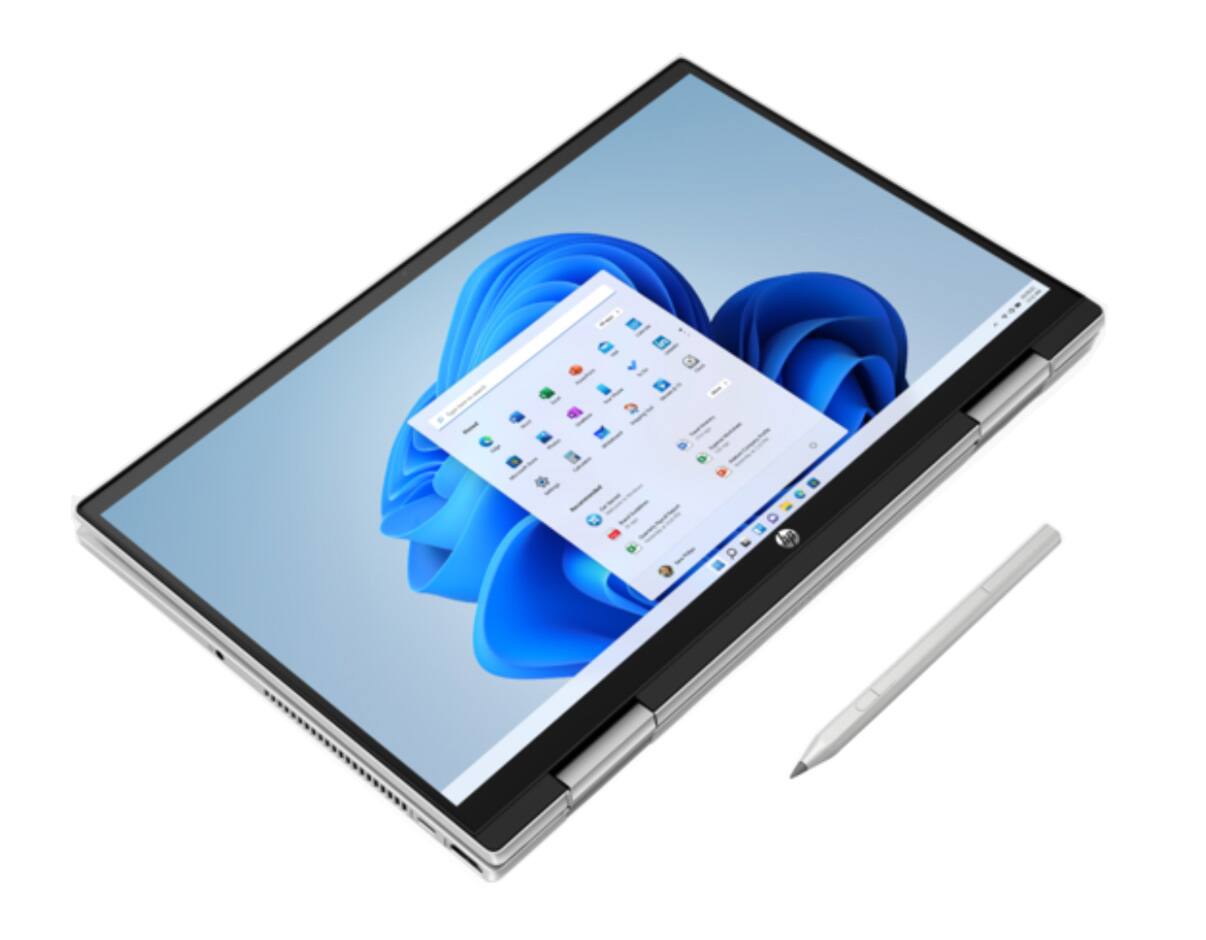 Alt View 3. HP - Pavilion x360 14 Pavilion x360 Convertible 2-in-1 Laptop 14.0 HD Display (i3-1125G4, 8GB, Win 11 Home) - Natural Silver.