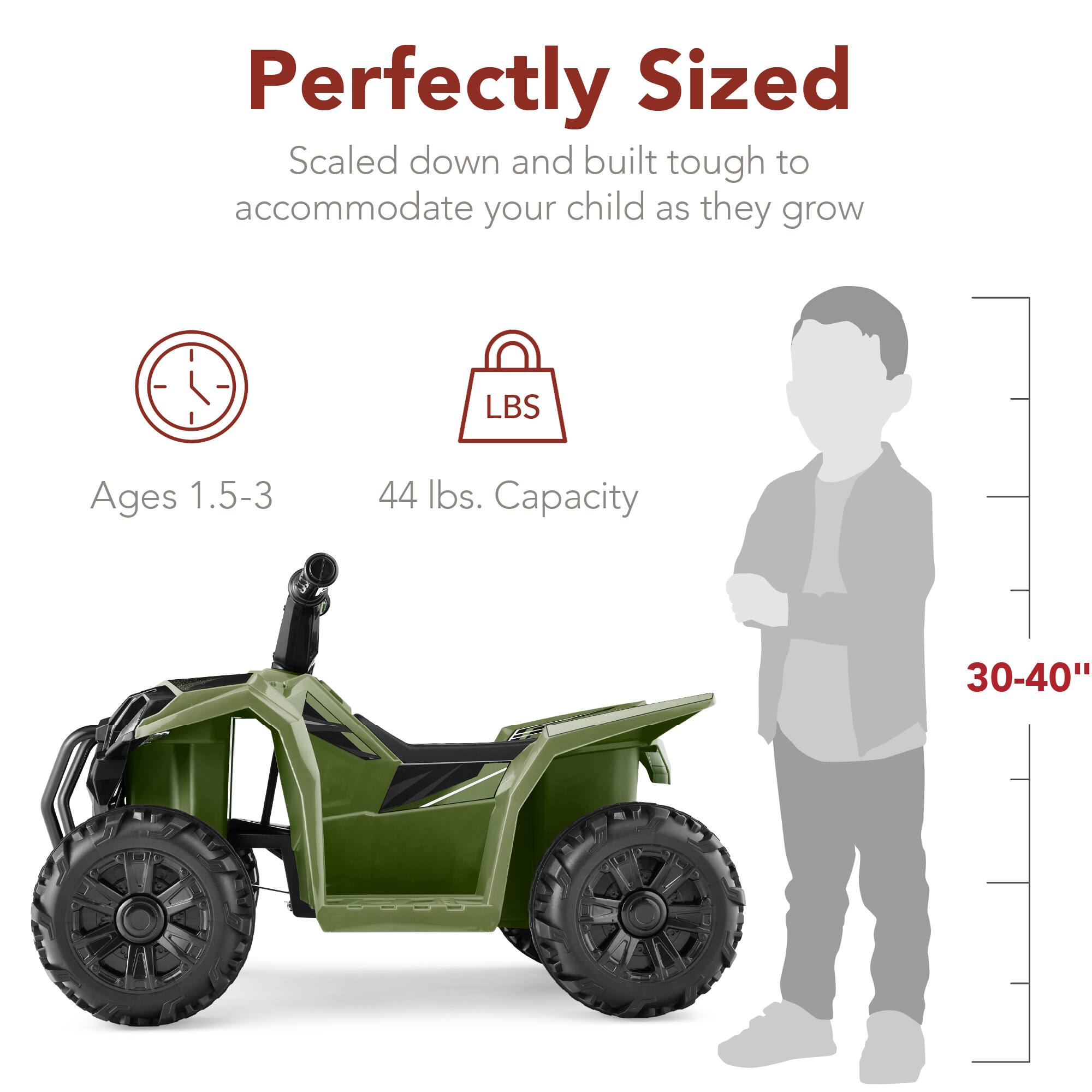 Perfectly Sized  
Scaled down and built tough to accommodate your child as they grow  

Ages 1.5-3  
44 lbs. Capacity  
30-40"