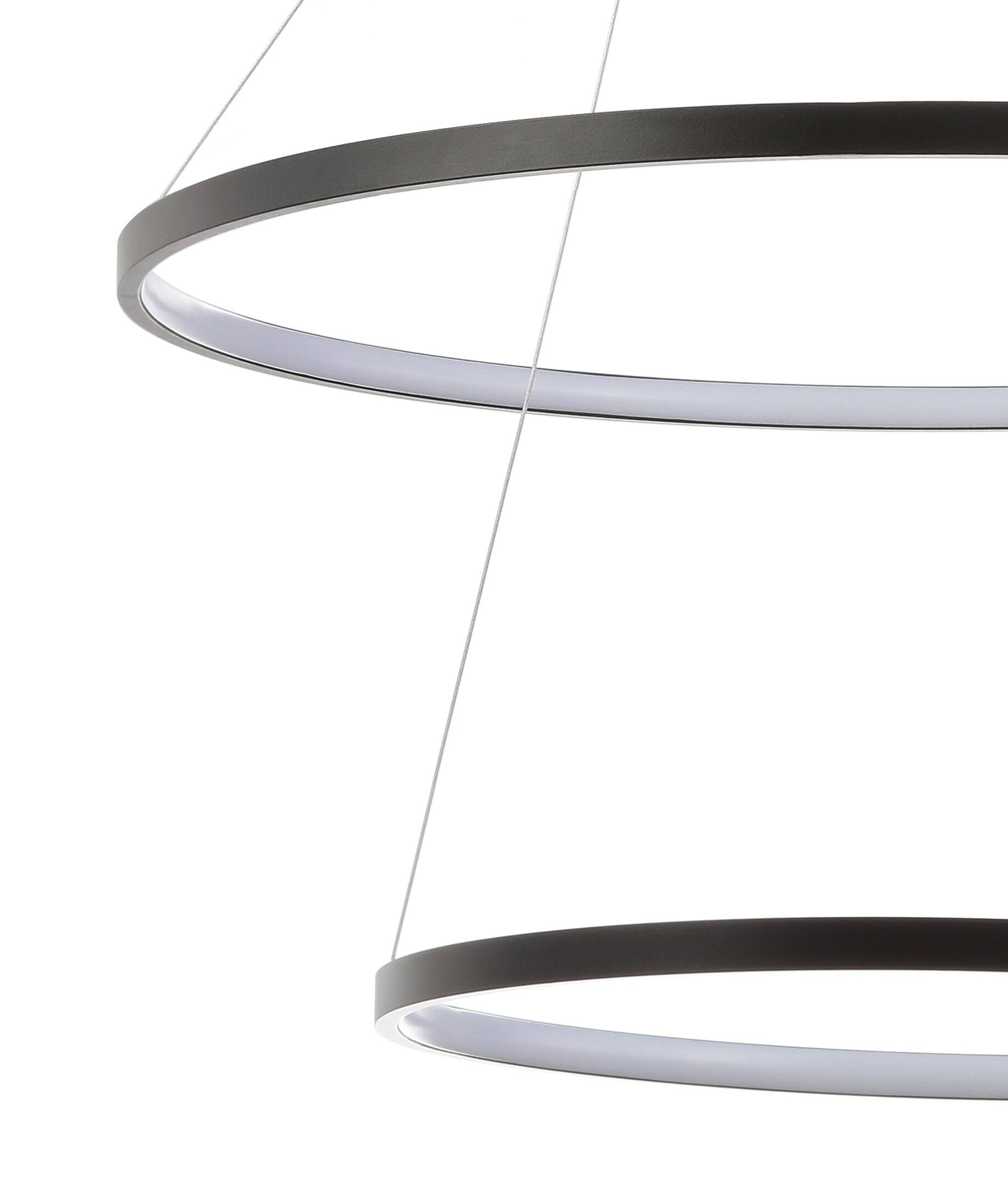 Alt View 4. Jonathan Y - Brice 24" 2-Light Modern Contemporary Metal Round Integrated LED Pendant, Matte Black - Matte Black.
