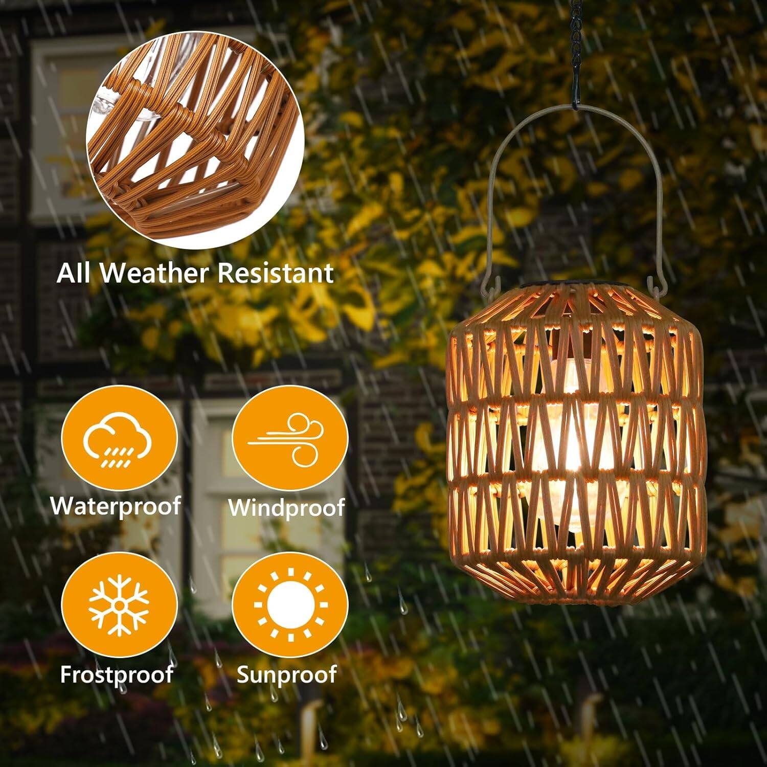 All Weather Resistant  
Waterproof  
Windproof  
Frostproof  
Sunproof
