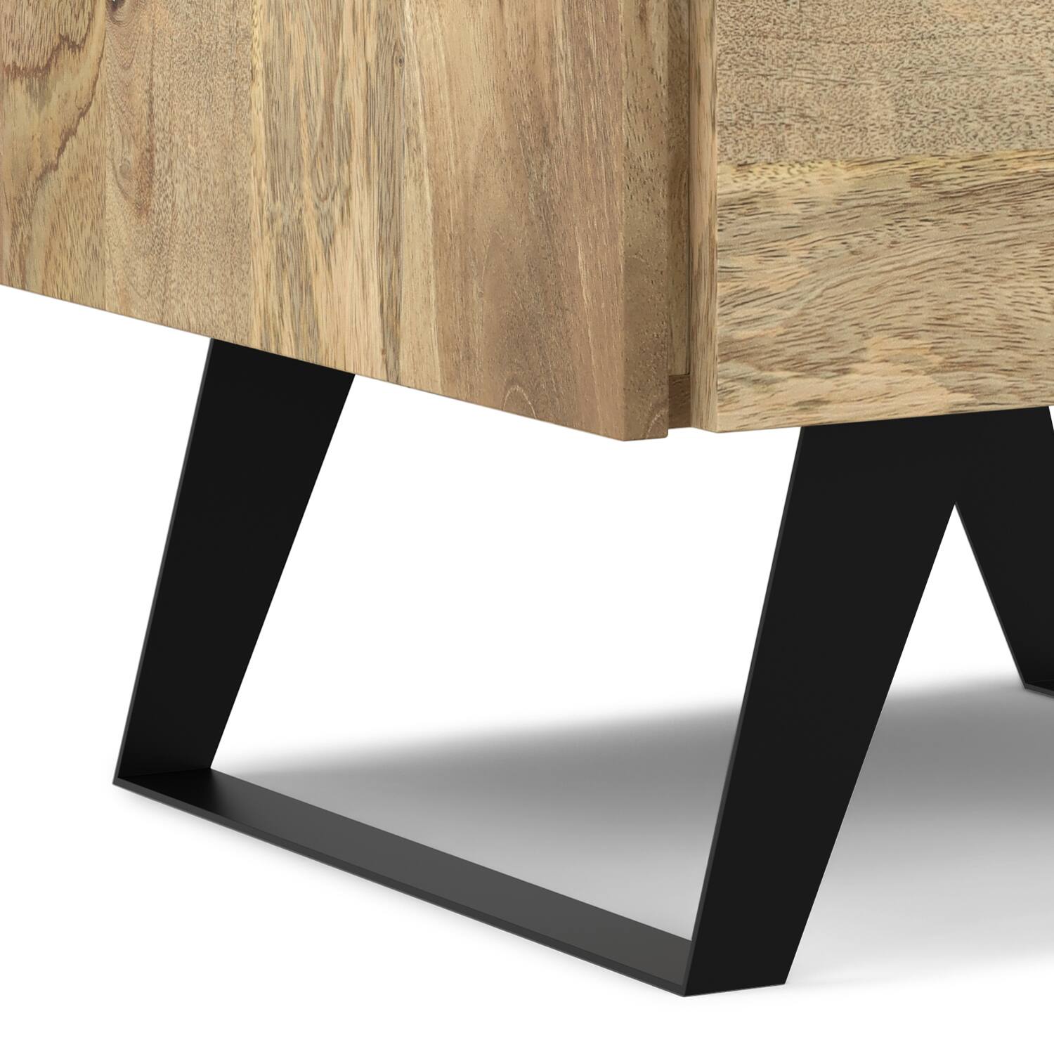 Alt View 5. Simpli Home - Lowry SOLID MANGO WOOD and Metal 22 inch Wide Rectangle Modern Industrial Side Table in Natural - Natural.