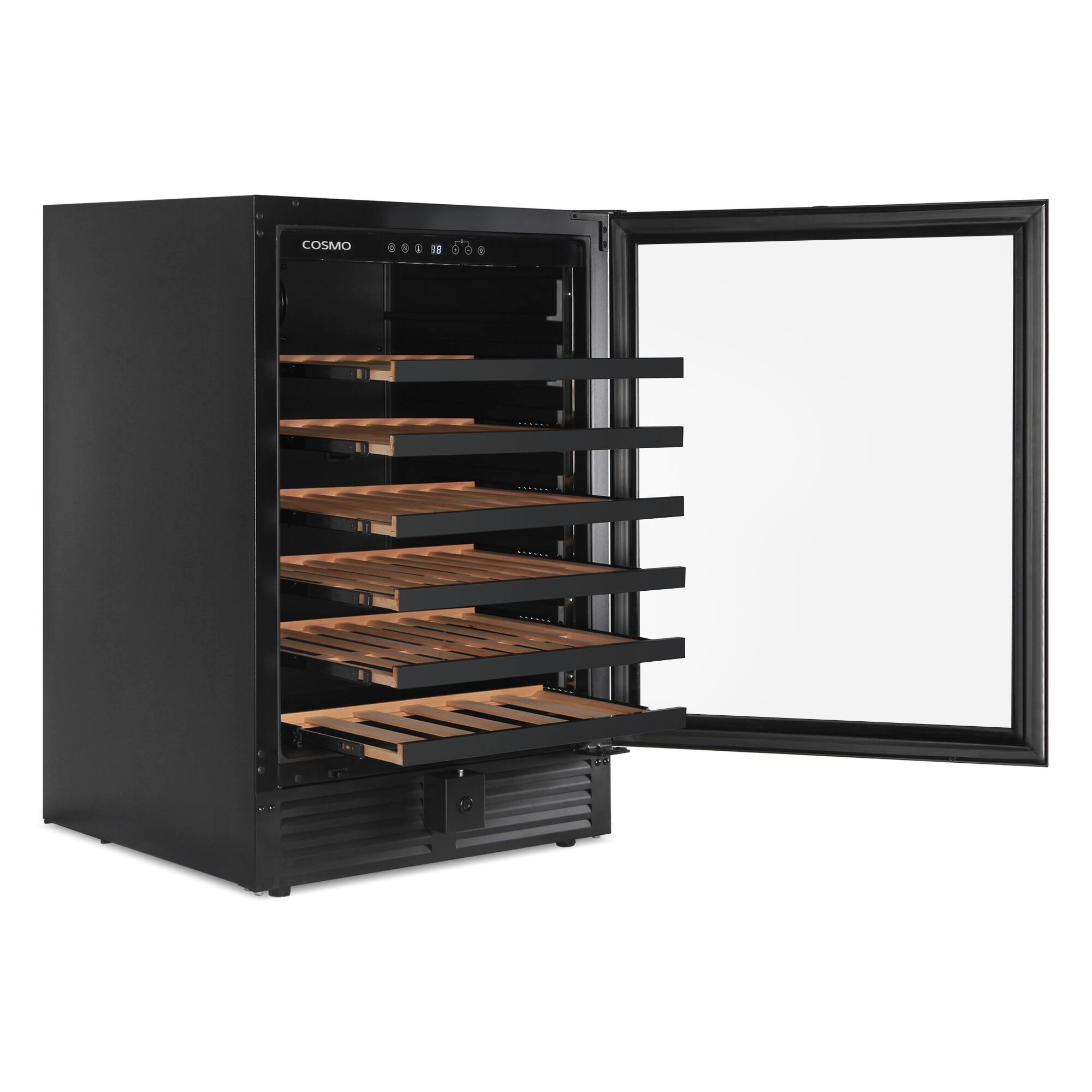 Alt View 3. COSMO - COS-24BIWCS-BK Lumin Collection 24 in. 52-Bottle Single Zone Compressor Wine Cooler, Digital Controls, LED Lighting - Matte Black.