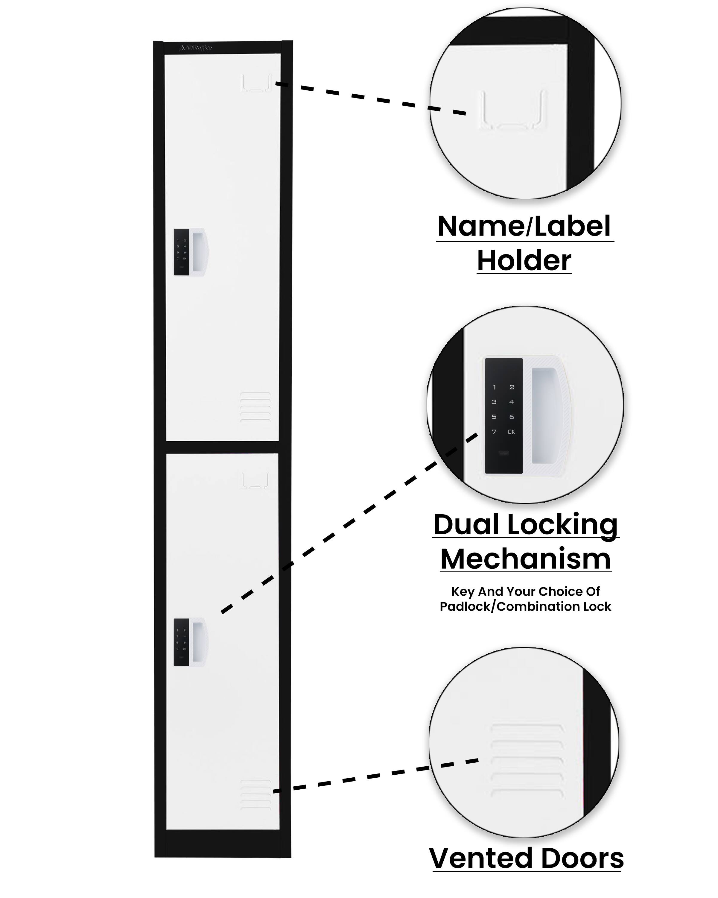 n Name/Label Holder 1 a  5 1297 - 4 CE N & Dual Locking Mechanism Key And Your Choice Of Padlock/Combination Lock Vented Doors