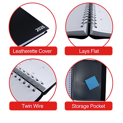 2026 Leatherette Cover  
Lays Flat  
Twin Wire  
Storage Pocket
