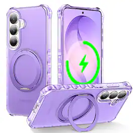Dteck - Frosted Magnetic Case for Samsung Galaxy S26+/S26 Plus,Shockproof Non-Slip Grip Metal Stand Shell,Slim Rugged Cover - Purple