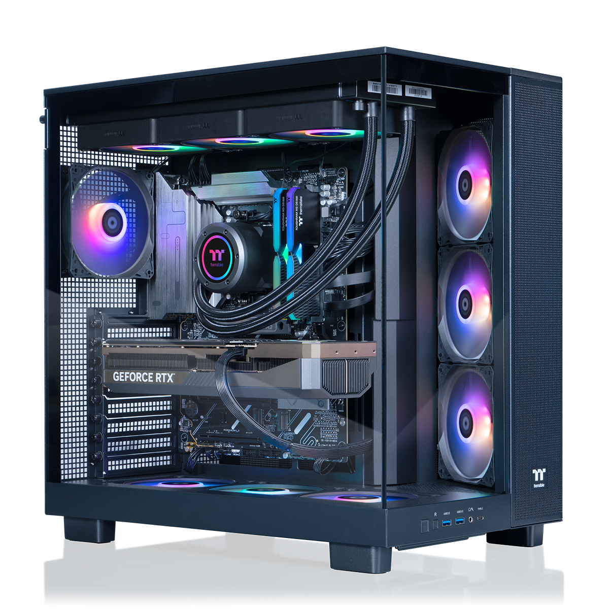 Thermaltake - LCGS View 9080-380XL Gaming Desktop AMD Ryzen 9 9900X3D, 32GB Memory, NVIDIA GeForce RTX 5080, 2TB SSD NVMe M.2 - Black