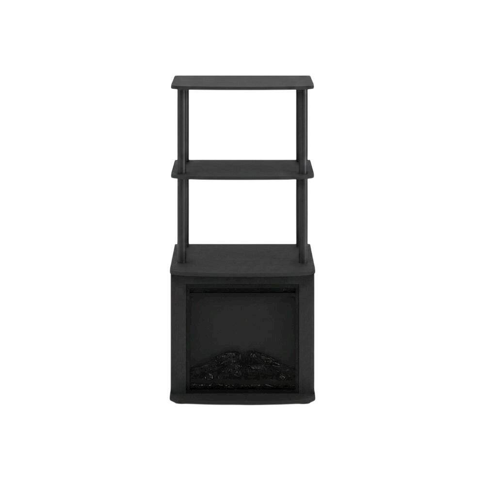 Back. FurniFact - FurniFact Display Side Table, Open Shelf, Fireplace Ready - Black - Americano/Black.