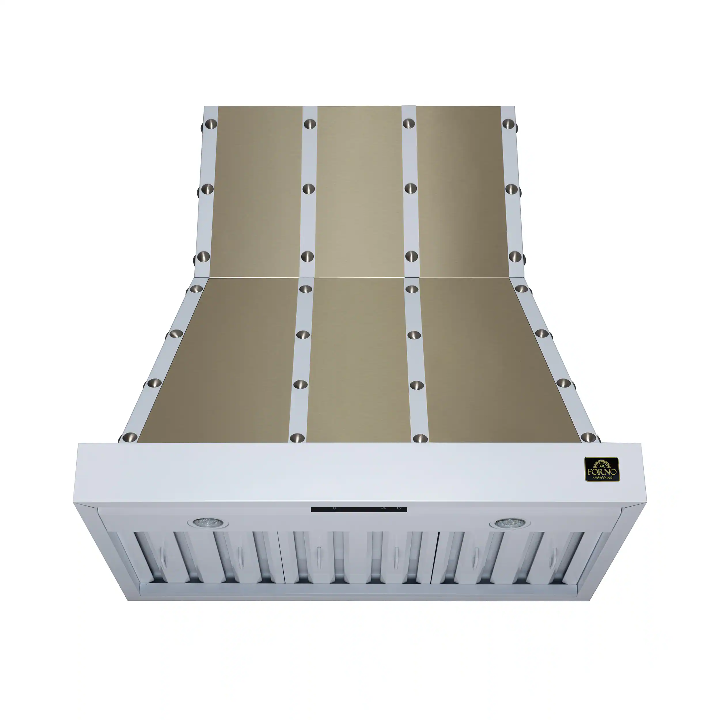 Front. Forno Appliances - Ambassador 36" Wall Mount Range Hood with Touch Controls, LED Lighting and Remote Control - White with Copper Trim - White/Copper.