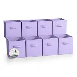 Sorbus - Fabric Storage Cubes, 8 Foldable Storage Bins for Organizing Pantry, Cubbies, Toy Box, Clothes Storage - Pastel Purple