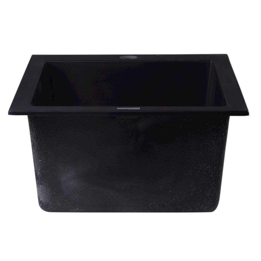 Alt View 6. Alfi - ALFI brand Black 17 Drop-In Rectangular Granite Composite Kitchen Prep Sink - Black.