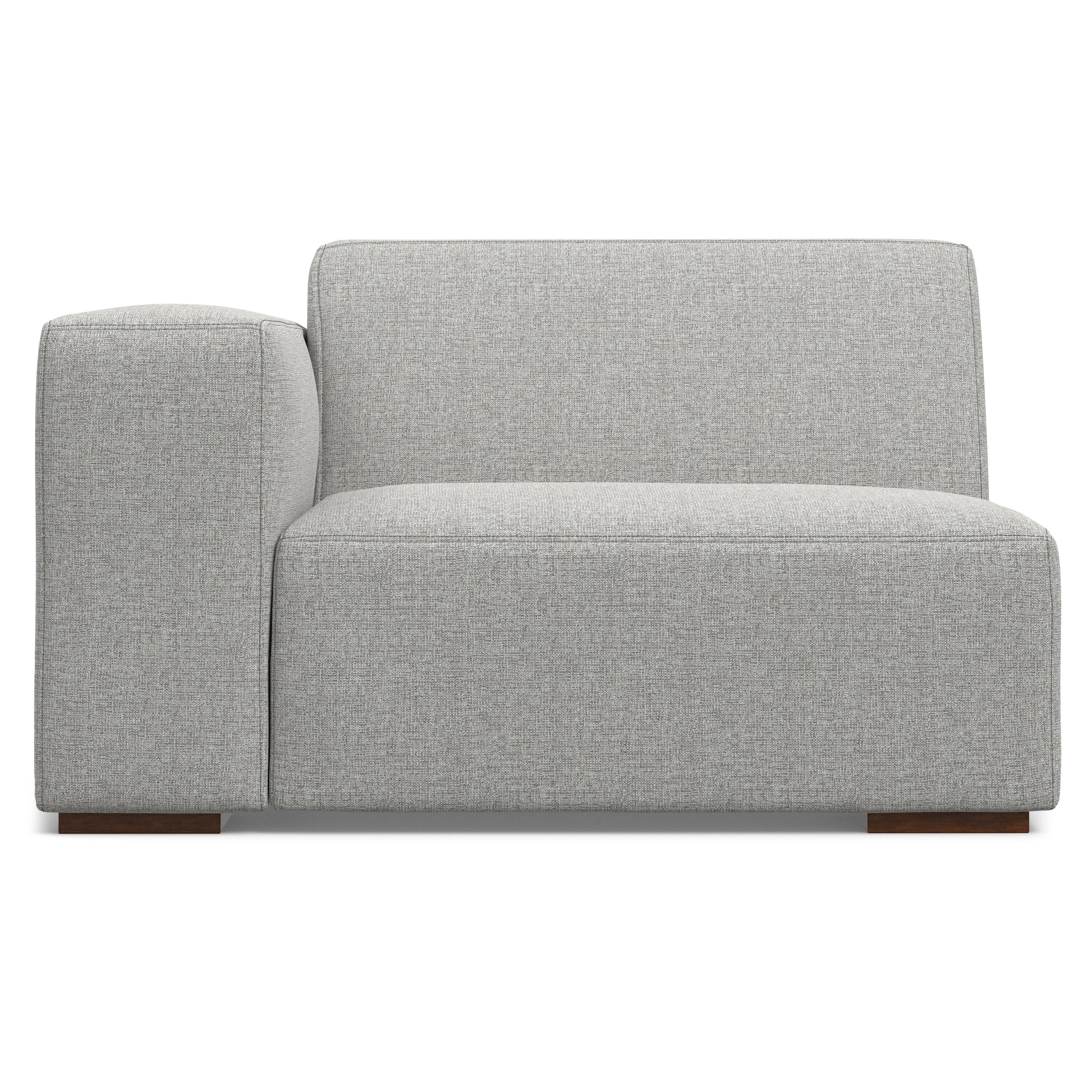 Left. Simpli Home - Rex Left-Arm Sofa Module in Tightly Woven Performance Fabric - Pale Grey.