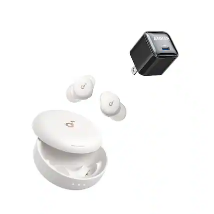 Front. Soundcore - Sleep A30 Special by Anker with USB C Charger Block 20W ,Sleep Earbuds, ANC, PNC, Snore Masking.
