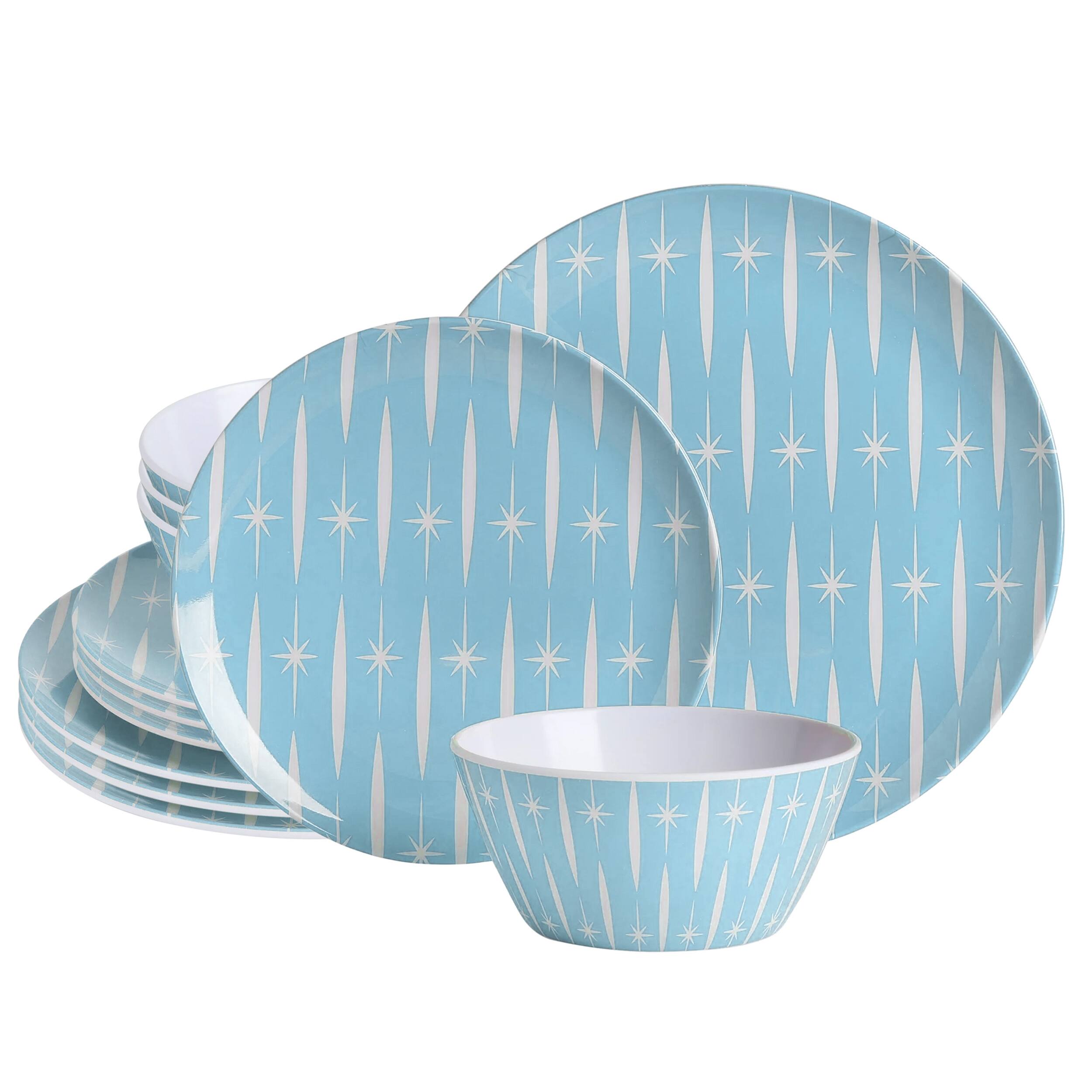 Wanda June Home - By Miranda Lambert 12 Piece Melamine Geometric Dinnerware Set - Blue