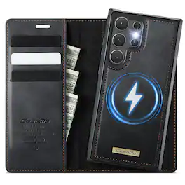 Dteck - for Samsung Galaxy S24 Ultra Detachable Wallet Case, 2 in 1 PU Leather Flip Folio Case with RFID Blocking Phone Cover - Black