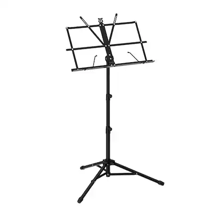 Front. Stock Preferred - Adjustable Folding Music Stand with Carry Bag.