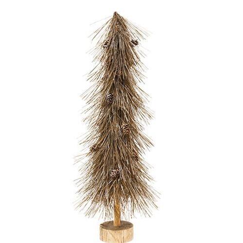 Front. BreeBe - *Sparkle Bottle Brush Tree With Pine Cones on Base 21" - Brown.