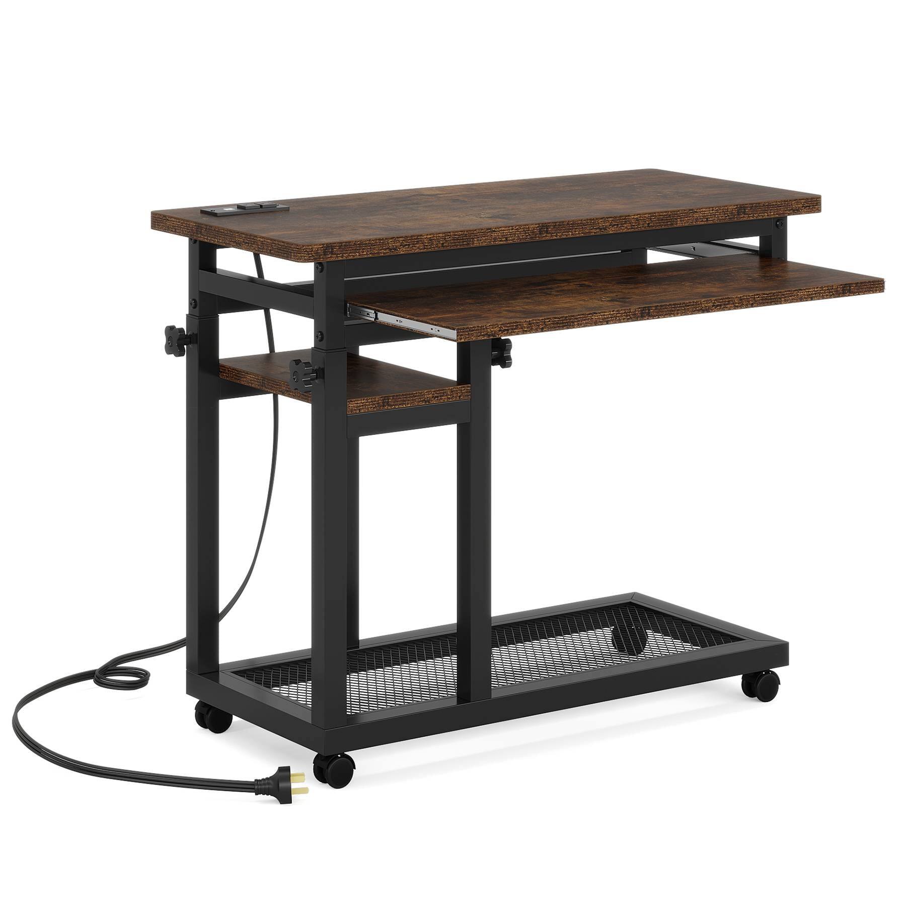 Alt View 4. Tribesigns - Office Computer Desk with Engineered Wood Construction, for Computer Work, Writing and Study in Home Offices - Brown.