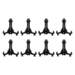Unique Bargains - 8pcs Acrylic Easels Plate Stands 3.94 Inch Folding Display Holder for Frames Pictures Magazines - Black